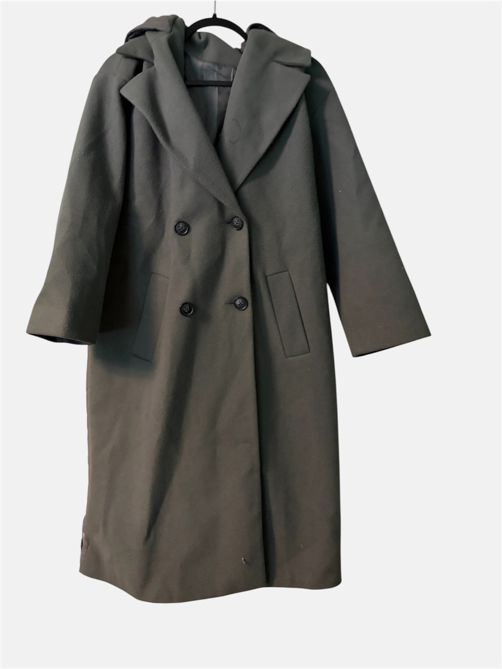 ASOS Double-Breasted Hooded Trench Coat in Dark Olive